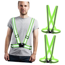 2pcs Reflective Safety Vest with Adjustable Straps, Visibility Running Gear for Night Jogging
