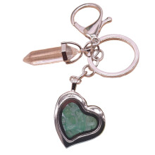 Romance Heart Shaped Keychain Featuring Photo-green aventurine