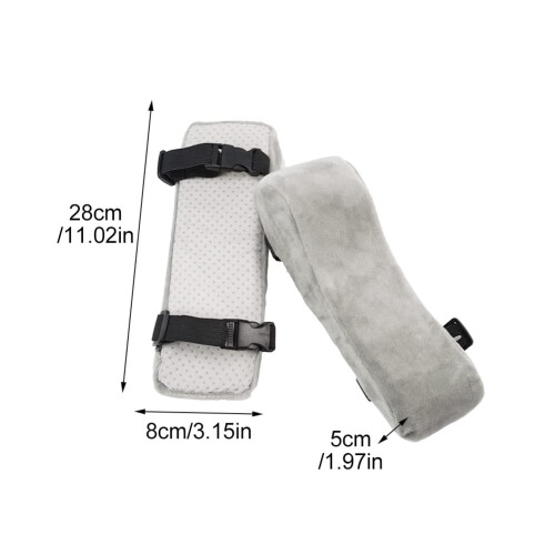2 Pack Office Chair Armrest Pads with Ergonomic Memory Foam Support, NonSlip Straps, Grey 2