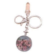 Kratzfester Schlüsselanhänger mit rundem Rahmen aus-Rosa Stein