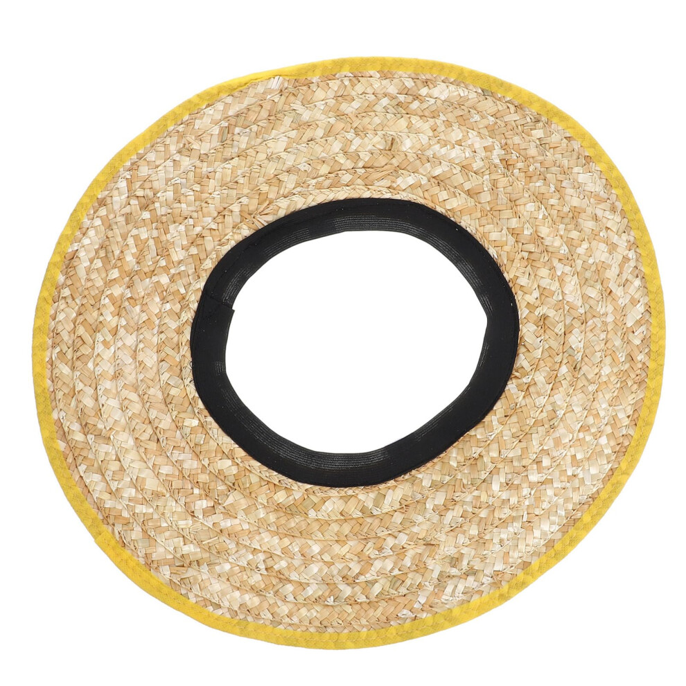 Straw Hard Hat Sun Shade With Wide Uv Protection Brim, Beige Helmet Visor Cover For Construction Workers 9330225156611