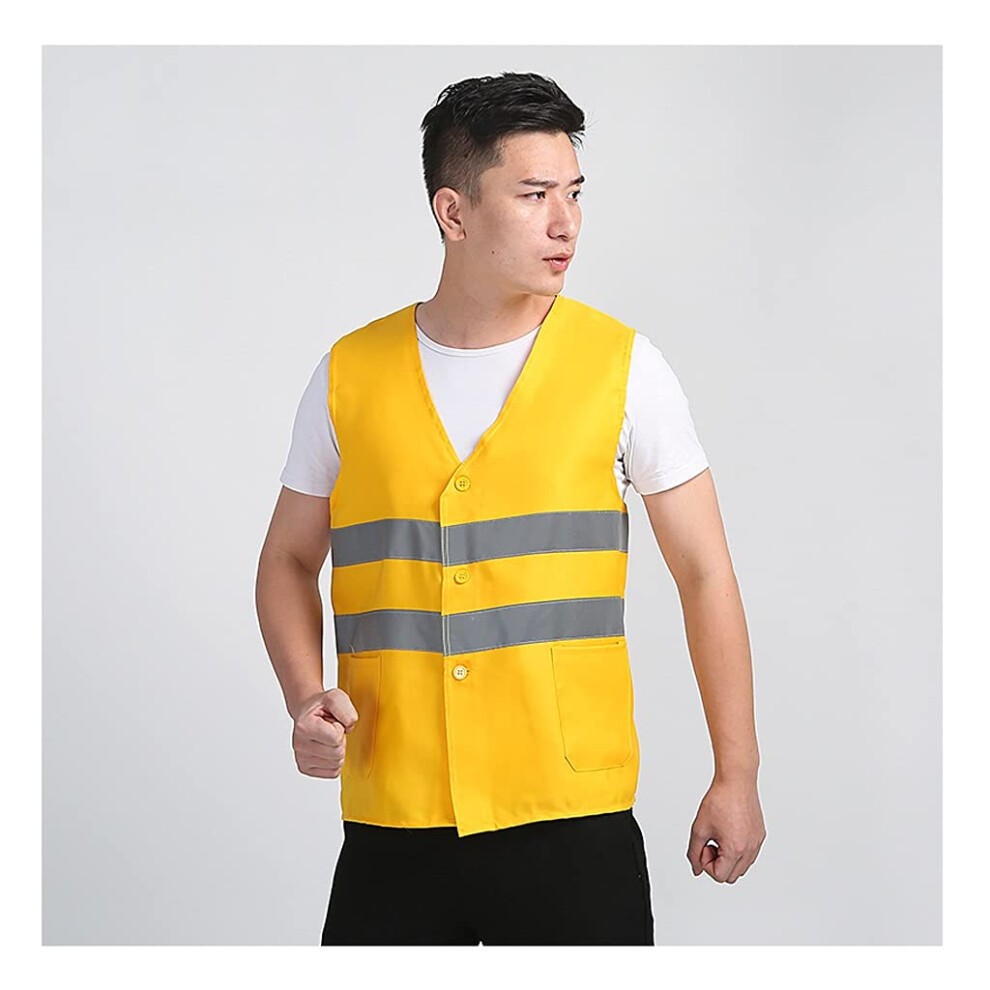 Visibility Safety Vest Yellow, Breathable Lightweight Reflective Work Vest With Large Pockets 9092120315172
