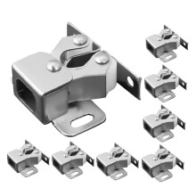 8pcs Heavy Duty Push to Open Cabinet Latch Set with Double Wheel Spring Mechanism for Kitchen and Closet Doors