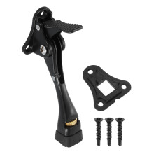 Heavy Duty Kickdown Door Stopper 4 Inch Black Zinc Alloy Door Holder with Adjustable Rubber Tip
