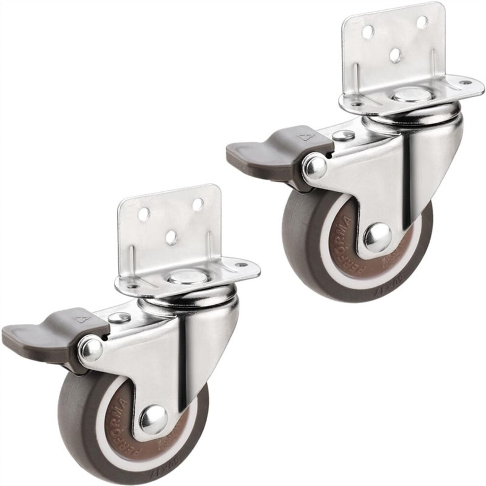 2 Inch Tpe Swivel Caster Wheels With Brake, Quiet Rolling L Type Side Mount Casters For Wooden Table 2Pcs 9330225538943