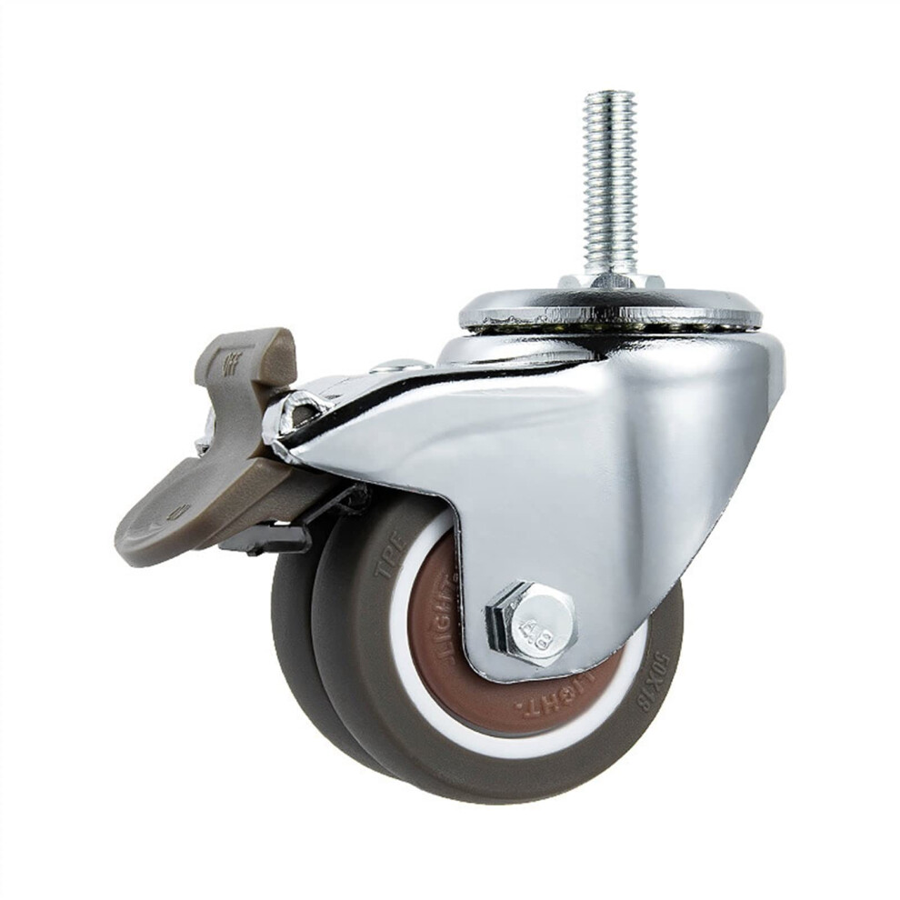 Mute Double Wheel Furniture Casters Tpe Rubber AntiâWrap Ball Casters With Brake M10 2Pcs Low Noise Mobility 9092120315127