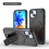 (iPhone 15, Mattschwarz) iPhone Hülle stoßfest mit Ständer und Magnetring 1