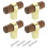 4Pcs Dark Walnut and Gold Wood Drawer Pulls, TBar Cabinet Knobs with RustResistant Base and Screws 1