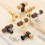 4Pcs Dark Walnut and Gold Wood Drawer Pulls, TBar Cabinet Knobs with RustResistant Base and Screws 4