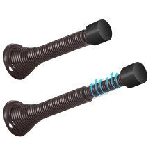 Adjustable Telescoping Spring Door Stopper Oil Rubbed Bronze Wall Mounted Durable Steel with Silent Rubber Cushion