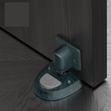 Silicone Door Stopper Black 1Pcs Windproof Non Punching Nail‑ Adhesive Holder for Floor and Wall