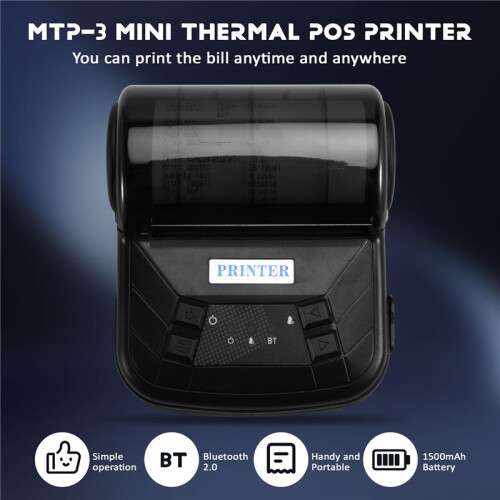 80mm  Thermal Printer Portable, Design High-Speed  Printer for Android, IOS, Windows UK Plug