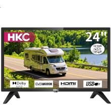 HKC 24 inch 12 Volt HD TV, Freeview DVB-T2/C/S2 Dolby Audio, HDMI VGA PC SCART USB, Travel Small Screen TV for Motorhome and Campervan Caravans