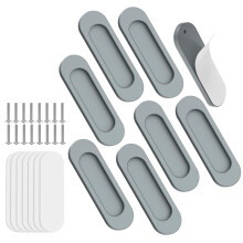 8 Pack Sliding Door Handles 4 Inch Aluminum Alloy Self Adhesive Pulls for Glass Barn Doors Gray