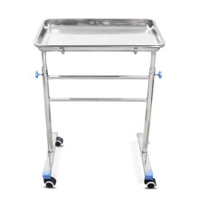 Stainless Steel Instrument Trolley with Adjustable Height, Quiet Casters and Durable Double Pole Frame