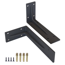 Heavy Duty Shelf Brackets 16 Inch Black Iron Floating Shelf Brackets with Load Capacity Wall Mounted Set of 2