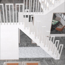 White Metal Stair Handrail 55cm, Wall Mounted Durable Railing for Indoor Steps and Home Safety