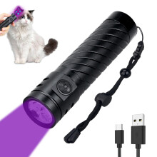 UV Flashlight 395nm USB Rechargeable Black Light Torch, 5 Modes Waterproof UV Light for Pet Stains, Urine and Scorpion Detection