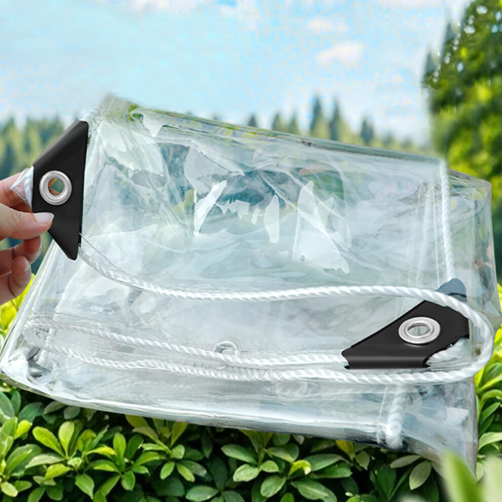 Clear Waterproof Tarpaulin Pvc Outdoor Tarp With Eyelets Uv And Tear Resistant 8.5Ft X 9.8Ft 9330225832829