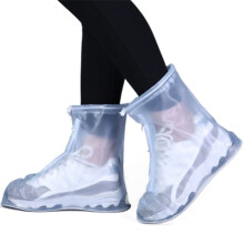 Waterproof Shoe Covers White XXL, Reusable Zipper Rain Boot Covers with Anti Slip Sole for Outdoor Use