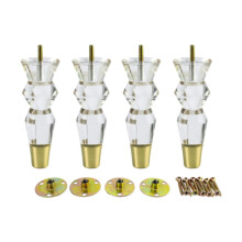 Set of 4 Metal and Acrylic Furniture Legs 6x15cm, Modern Design for Sofa and Cabinet, Stable Support