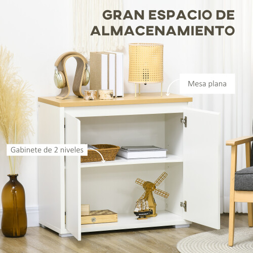Homcom Aparador de Salón Blanco 80 x 37 x 75 cm 1