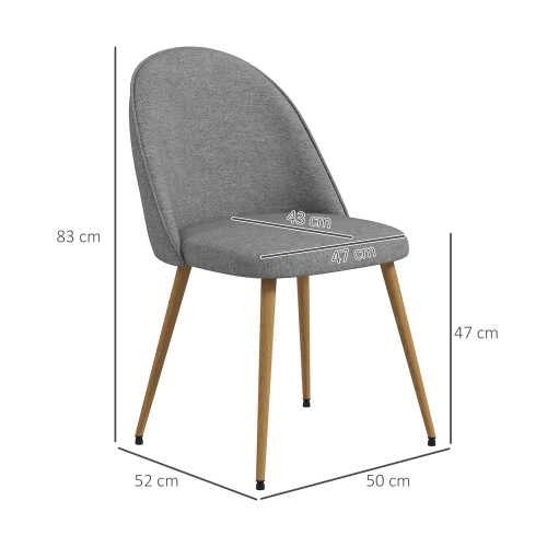 Homcom Sillas de Comedor Gris 50 x 52 x 83 cm 2