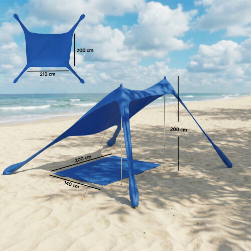 Outsunny Toldo de Playa Azul 208 x 200 x 200 cm 2