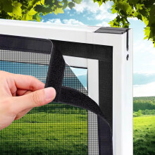 Cat Proof Window Screen Mesh 155x190cm Black PetProof Fiberglass with Hook Loop Easy Tool Install