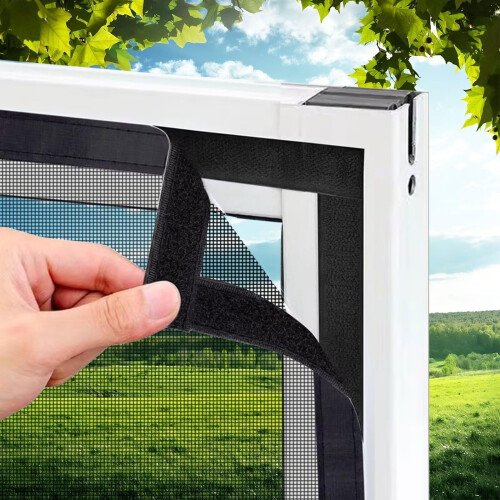 Cat Proof Window Screen Mesh 155x190cm Black PetProof Fiberglass with Hook Loop Easy Tool Install