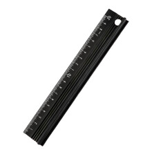 Règle en aluminium robuste avec base antidérapante-Noir 20cm