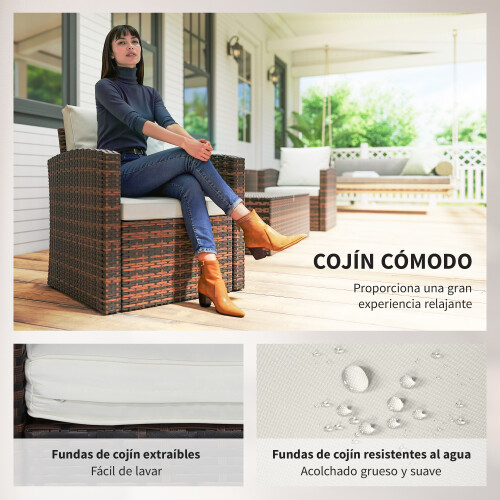 Outsunny Conjunto de Jardín Beige 183 x 72 x 77 cm 2