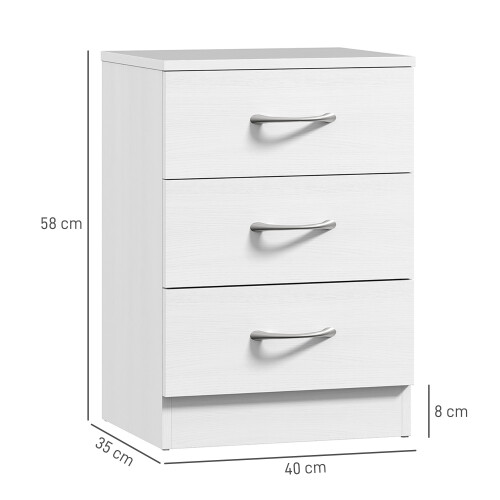 Homcom Mesillas de Noche Blanco 40 x 35 x 58 cm 2