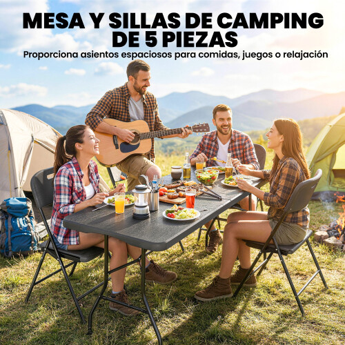 Outsunny Conjunto para Camping Negro 180 x 74 x 74 cm 1
