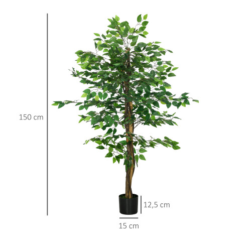 Homcom Ficus Artificiale Verde 15 x 15 x 150 cm 2