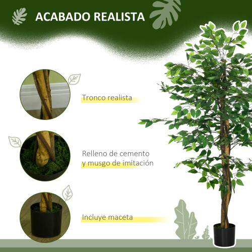 Homcom Ficus Artificiale Verde 15 x 15 x 150 cm 1