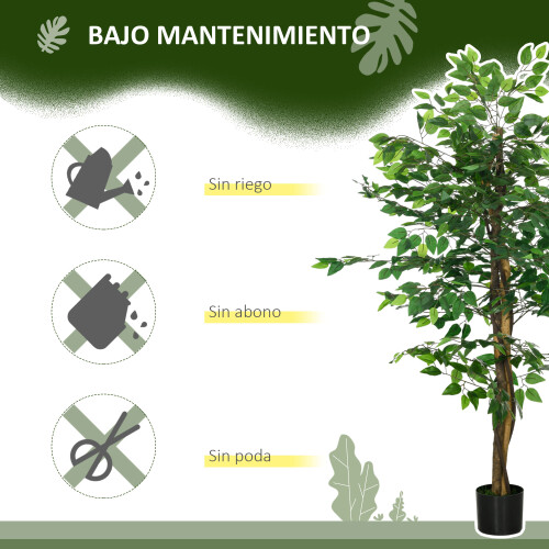Homcom Ficus Artificiale Verde 15 x 15 x 150 cm 2