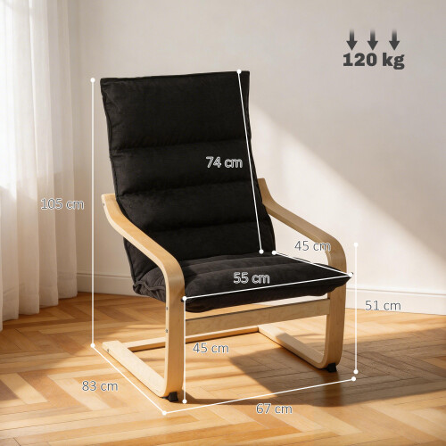 Homcom Sillón de Salón Negro 67 x 83 x 105 cm 2