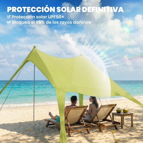 Outsunny Toldo de Playa Verde 208 x 200 x 200 cm 1