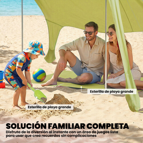 Outsunny Toldo de Playa Verde 208 x 200 x 200 cm 2