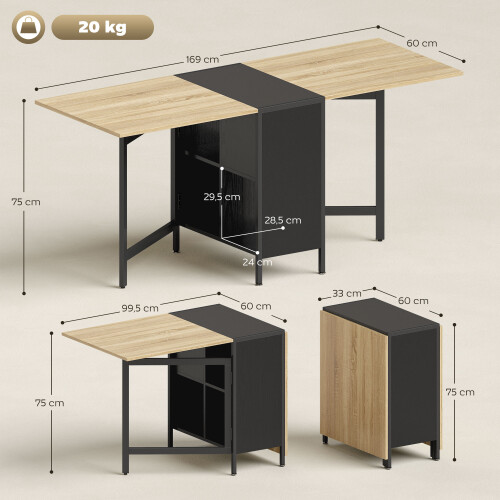 Homcom Mesa Plegable Comedor Marrón 169 x 60 x 75 cm 1