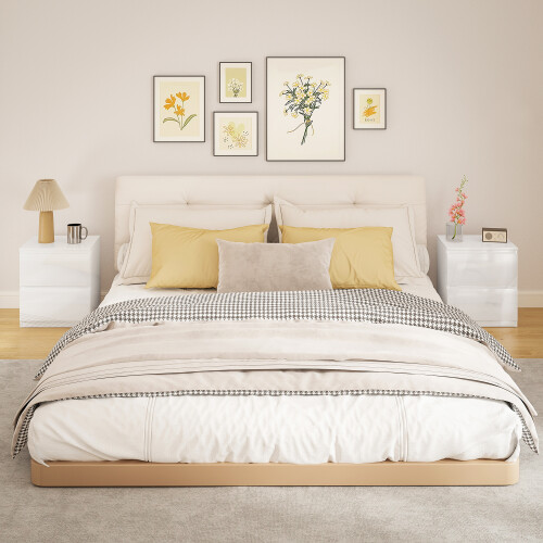 Homcom Mesitas de noche Blanco 40 x 34 x 45 cm 2