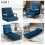 Homcom Sofás Cama Individuale Azul 63 x 73 x 81 cm 4
