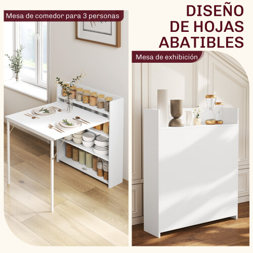 Homcom Mesa Plegable Comedor Blanco 78.5 x 91 x 93 cm 1