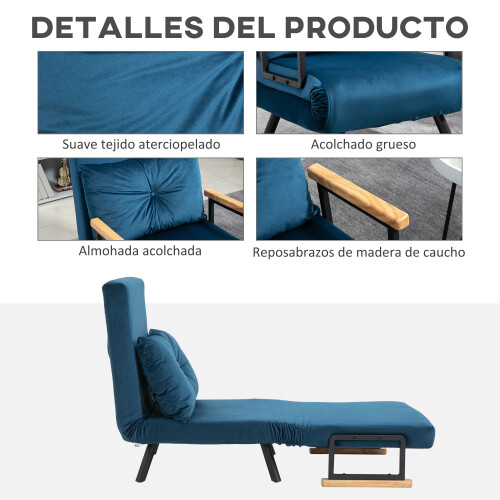 Homcom Sofás Cama Individuale Azul 63 x 73 x 81 cm 1