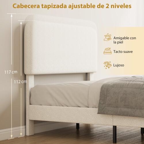 Homcom Estructura de Cama Blanco 146 x 194 x 117 cm 2