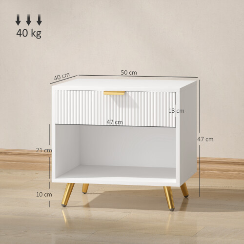 Homcom Mesitas de Noche Blanco 50 x 40 x 47 cm 2