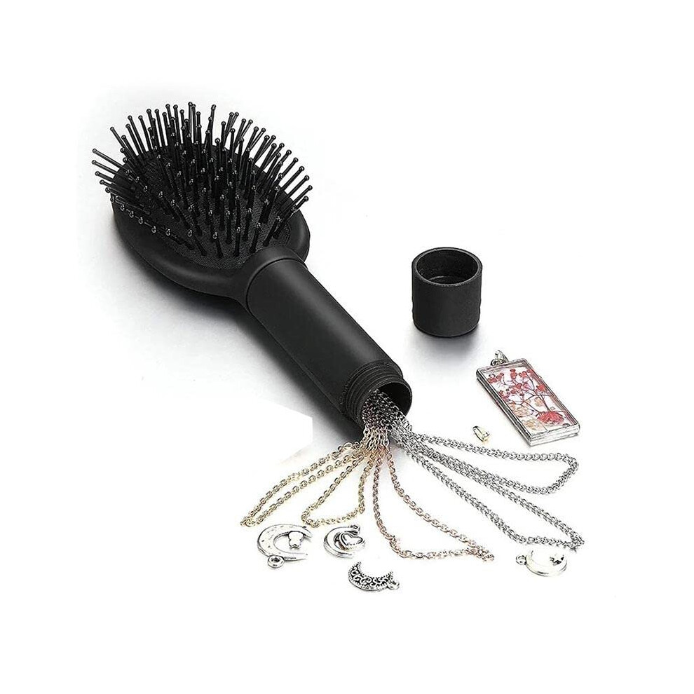 Hidden Stash Hair Brush Diversion Safe with Hidden Storage Design for Cash and Jewelry Travel Use