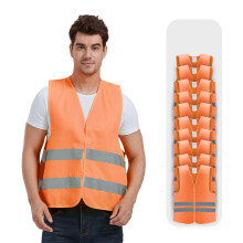Reflective Safety Vest 10 Pack, Visibility Unisex Adjustable Vest for Outdoor Work, Quick On/Off Closure