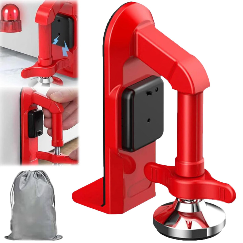 Door Stop Alarm With Dual Protection For Travel And Home Security, Inward Fit Compact Red Design (1 Pcs) 9073542835493
